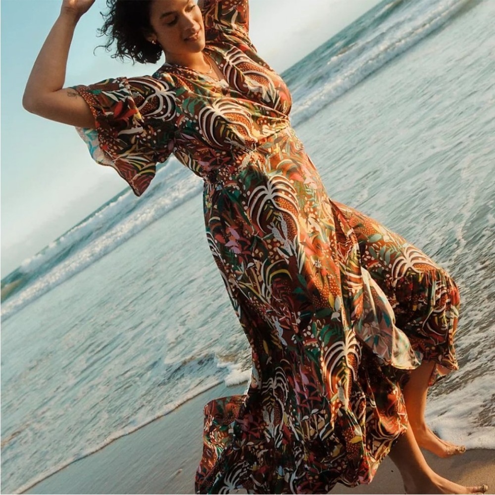 Farm Rio x Anthropologie Fiesta Wrap Maxi Dress Size Small - Picture 2 of 16